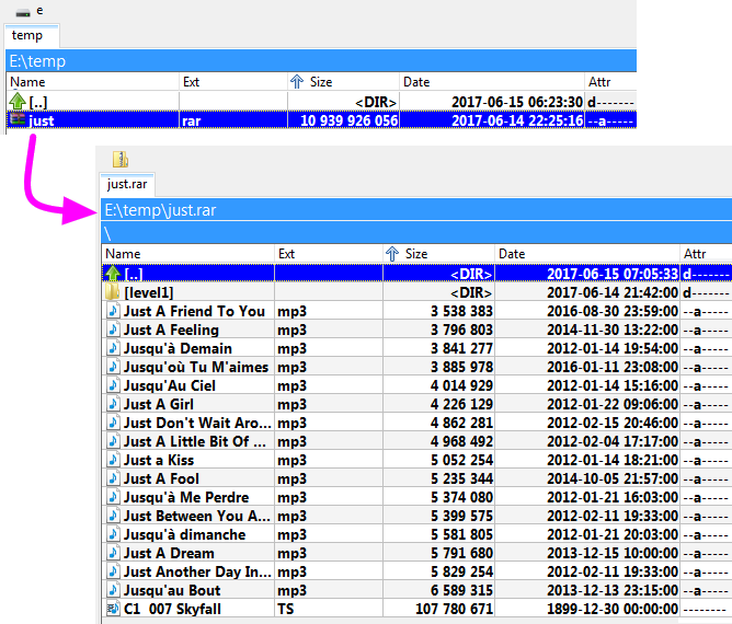 View archive: example with standard syntax