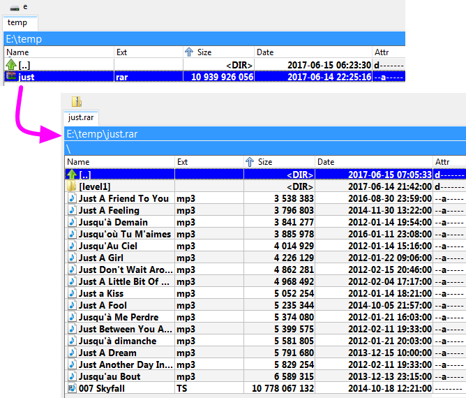 View archive: example with advanced syntax