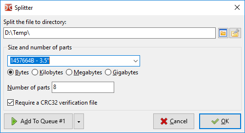 Split file