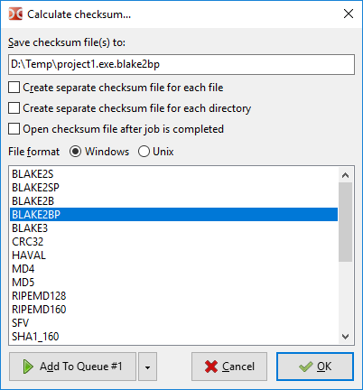 Calculate checksum